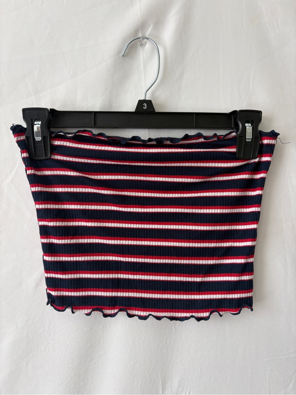 Women’s Navy, White & Red Striped Ribbed Tube Skirt